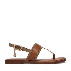Sandały U.S. Polo Assn. Brązowe sandały U.S. Polo Assn., bez wzorów, bez obcasa, na płaskiej podeszwie, bez zapięcia. Za 219.99 zł.