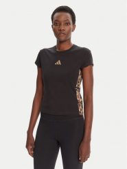 Adidas T-Shirt Animal Print 3-Stripes JM1856 Beżowy Slim Fit. Brązowe t-shirty Adidas, s, bez wzorów, z bawełny, bez kołnierzyka, bez ramiączek. Za 149.99 zł.
