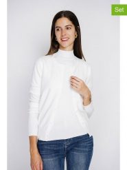 William de Faye 2-częściowy zestaw w kolorze białym rozmiar: 40. Białe golfy William de Faye, bez wzorów, z kaszmiru, bez ramiączek. Za 173.99 zł.