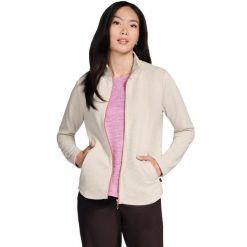 Bluza dresowa sportowa damska The Hoodless Hoodie GoWalk Shine Jacket. Brązowe bluzy Skechers, bez wzorów, z dresówki, bez kaptura. Za 249.99 zł.