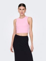 ONLY Top "Vilma" w kolorze jasnoróżowym rozmiar: XL. Różowe topy Only, xl, bez wzorów, prążkowane, bez kołnierzyka, bez ramiączek. Za 30.95 zł.