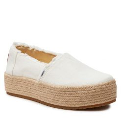 Espadryle Toms. Białe espadryle Toms, bez wzorów, bez obcasa, bez zapięcia. Za 299.99 zł.