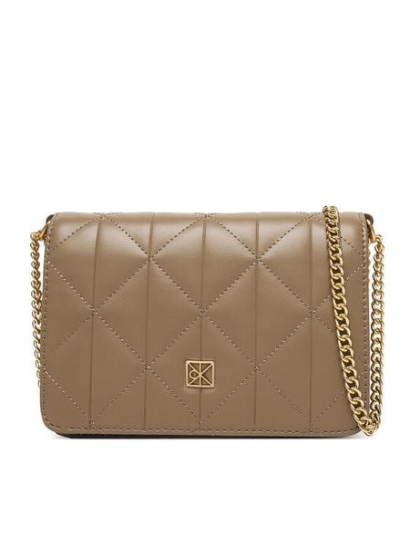 Calvin Klein Torebka Quilted Mini Chain Bag LV04F3321G Beżowy. Brązowe torebki klasyczne Calvin Klein, bez wzorów, ze skóry, bez dodatków. Za 449.99 zł.