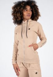 Marion Bluza z kapturem zapinana na suwak - Beżowy. Brązowe bluzy GORILLA WEAR, s, bez wzorów, z bawełny, z kapturem. Za 224.00 zł.