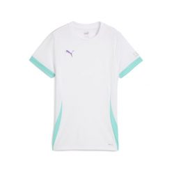 Damska koszulka do padla INDIVIDUAL PUMA White Purple Glimmer Aquatic Green. Białe bluzki Puma, xl, bez wzorów, klasyczne, bez kołnierzyka, bez ramiączek. Za 159.00 zł.