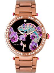 Bertha Zegarek kwarcowy "Camilla" w kolorze różowozłoto-czarnym rozmiar: onesize. Czarne, analogowe zegarki Bertha, ze stali. Za 260.99 zł.