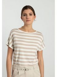 More & More Koszulka w kolorze beżowo-białym rozmiar: 34. Brązowe bluzki More & More, bez wzorów, bez kołnierzyka, bez ramiączek. Za 76.95 zł.