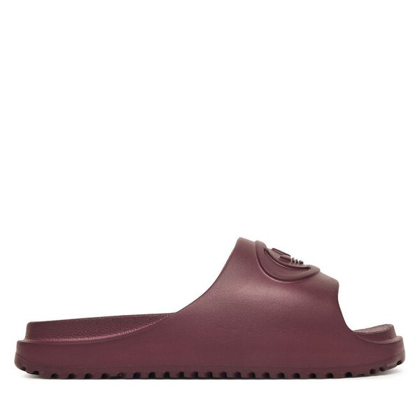 Klapki adidas. Czerwone klapki Adidas, bez wzorów, bez obcasa. Za 179.99 zł.