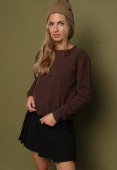 Brązowy Klasyczny Sweter z Wiskozą i Wełną Norpine. Brązowe swetry Born2be, bez wzorów, z jeansu, bez ramiączek. Za 109.99 zł.