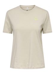 ONLY Koszulka w kolorze beżowym rozmiar: M. Brązowe bluzki Only, m, bez wzorów, z bawełny, bez kołnierzyka, bez ramiączek. Za 43.99 zł.