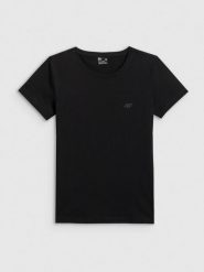 4F T-shirt slim gładki damski - czarny XS. Czarne t-shirty 4f, xs, bez wzorów, z dzianiny, bez kołnierzyka, bez ramiączek. Za 49.99 zł.