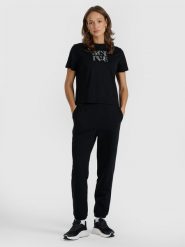 4F Spodnie dresowe joggery damskie - czarne XS. Czarne spodnie dresowe 4f, xs, bez wzorów, z dresówki. Za 149.99 zł.