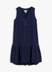 Sukienka midi z przewiewnego bawełnianego muślinu. Czerwone sukienki bonprix, bez wzorów, z bawełny, bez kołnierzyka, bez ramiączek, midi. Za 124.99 zł.