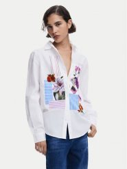 Desigual Koszula Flowers Minnie 25SWCW24 Biały Regular Fit. Białe koszule Desigual, xl, bez wzorów, z bawełny, bez kołnierzyka, bez ramiączek. Za 259.99 zł.