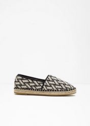 Espadryle z efektem rafii. Czarne baleriny bonprix, bez wzorów, bez obcasa. Za 114.99 zł.