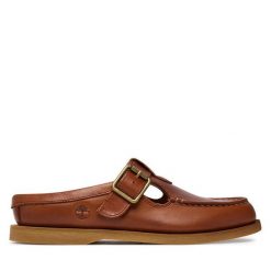 Klapki Timberland. Brązowe klapki Timberland, bez wzorów, bez obcasa. Za 669.99 zł.