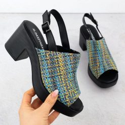 Sandały damskie na słupku plecionki M.Daszyński MR23126-7. Sandały M.Daszyński, bez wzorów, ze skóry ekologicznej, bez obcasa, na słupku, bez zapięcia. Za 159.99 zł.