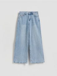 Jeansy wide leg - niebieski. Niebieskie jeansy Reserved, bez wzorów. Za 129.99 zł.