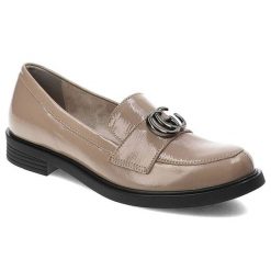 Beżowe Półbuty Armodo Wygodne Obuwie Damskie. Brązowe sukienki Armodo, na spacer, bez wzorów, ze skóry, eleganckie, bez kołnierzyka, bez ramiączek. Za 279.00 zł.