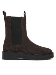 Calvin Klein Sztyblety YW0YW01969 Brązowy. Brązowe botki Calvin Klein, bez wzorów, ze skóry, bez obcasa, na płaskiej podeszwie, bez zapięcia. Za 899.99 zł.