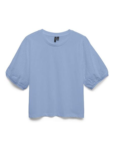 Vero Moda Bluzka w kolorze niebieskim rozmiar: S. Niebieskie bluzki Vero Moda, s, bez wzorów, z bawełny, bez kołnierzyka, bez ramiączek. Za 57.60 zł.