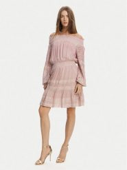 Guess Sukienka koktajlowa W5GK24 WE550 Różowy Regular Fit. Czerwone sukienki Guess, xs, z aplikacjami, z wiskozy, wizytowe, bez kołnierzyka, bez ramiączek. Za 449.99 zł.