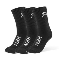 Skarpety sportowe – Everyday – czarne – 3 pary w opakowaniu. Białe skarpety HEN SPORTSGEAR, bez wzorów, z bawełny. Za 99.00 zł.