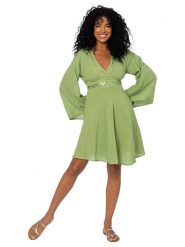 Aller Simplement Sukienka w kolorze zielonym rozmiar: 34-40. Zielone sukienki Aller Simplement, bez wzorów, z bawełny, bez kołnierzyka, bez ramiączek, mini, kopertowe. Za 86.99 zł.