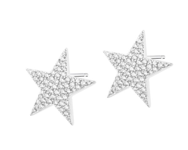 Kolczyki srebrne z cyrkoniami - gwiazdy. Szare kolczyki Apart, z cyrkonią, srebrne. W wyprzedaży za 125.30 zł.