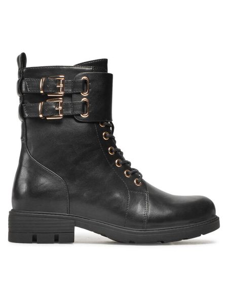 DeeZee Trzewiki WS2167-06 Czarny. Czarne botki DeeZee, bez wzorów, ze skóry, bez obcasa, na płaskiej podeszwie, bez zapięcia. Za 199.99 zł.