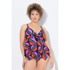 Damskie Tankini graficzny nadruk miękkie miseczki z recyklingu. Czarne bielizna sportowa Ulla Popken, plus size, bez wzorów, z elastanu. Za 294.99 zł.