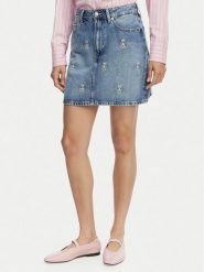 Tommy Hilfiger Spódnica jeansowa TH Crest Embroidery WW0WW50623 Niebieski Regular Fit. Niebieskie spódnice TOMMY HILFIGER, bez wzorów, z bawełny. Za 529.99 zł.