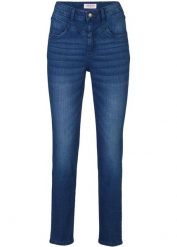 Dżinsy Skinny High Waist, cropped. Niebieskie jeansy bonprix, bez wzorów, z podwyższonym stanem. Za 99.99 zł.