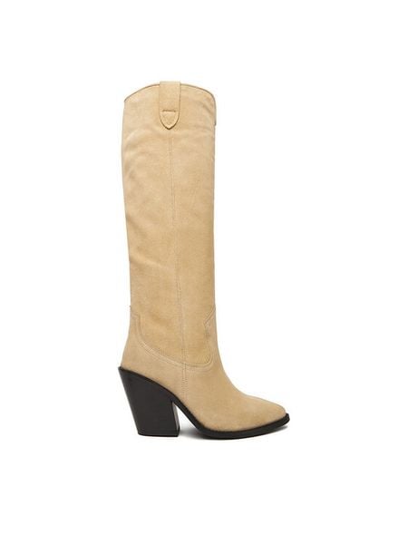 Badura Kowbojki EO-BRAYLE-01 Beżowy. Brązowe kozaki Badura, ze skóry, bez obcasa, na słupku, bez zapięcia. Za 539.99 zł.