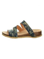 Think! Skórzane klapki "Julia" w kolorze granatowo-zielonym rozmiar: 39. Niebieskie klapki Think!, bez wzorów, z otwartym noskiem, bez obcasa. Za 86.78 zł.