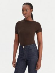 Guess Bluzka W6RP16 KD012 Brązowy Regular Fit. Brązowe bluzki Guess, xxl, z aplikacjami, z syntetyku, bez kołnierzyka, bez ramiączek. Za 219.99 zł.