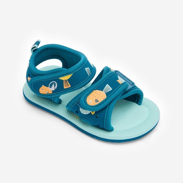 Second Life - Sandały basenowe dla malucha Nabaiji Fish - Stan Doskonały. Niebieskie sandały NABAIJI, bez wzorów, z materiału, bez obcasa, bez zapięcia. Za 29.99 zł.