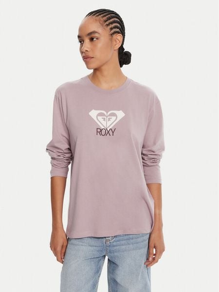 Roxy Bluzka Hangloose Art Ls ERJZT06035 Fioletowy Regular Fit. Fioletowe bluzki Roxy, s, bez wzorów, z bawełny, bez kołnierzyka, bez ramiączek. Za 79.99 zł.