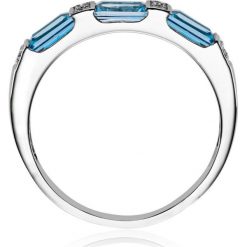 PROMOCJA Złoty Pierścionek - złoto 585, Brylant 0,04ct,blue topaz. Niebieskie pierścionki W.KRUK, z brylantem, platynowe. W wyprzedaży za 599.00 zł.