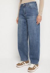 Niebieskie Jeansy o Fasonie Loose z Wysokim Stanem Aneleria. Niebieskie jeansy Born2be, l, bez wzorów, z podwyższonym stanem. Za 119.99 zł.