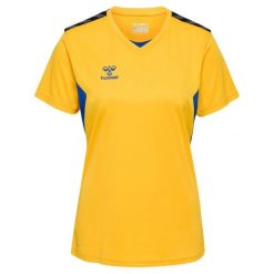 Damski jersey Hummel Authentic PL. Żółte koszulki sportowe Hummel, bez wzorów, z jersey, bez ramiączek, do piłki nożnej. Za 217.00 zł.
