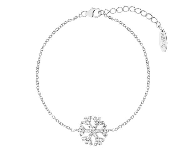 Bransoletka srebrna z cyrkoniami - śnieżynka. Szare bransoletki Apart, z cyrkonią, srebrne. Za 134.00 zł.