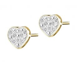 Kolczyki z żółtego złota z diamentami - serca - 0,02 ct - próba 375. Żółte kolczyki Apart, z diamentem, złote. Za 999.00 zł.