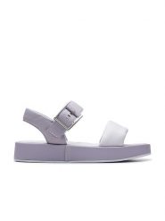 Clarks Skórzane sandały "Alda Strap" w kolorze fioletowym rozmiar: 39. Różowe sandały Clarks, bez wzorów, klasyczne, z otwartym noskiem, bez obcasa, bez zapięcia. Za 175.67 zł.