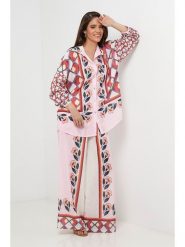 Lin Passion Lniana koszula w kolorze jasnoróżowym ze wzorem rozmiar: 34/36. Różowe koszule Lin Passion, bez wzorów, ze lnu, klasyczne, bez kołnierzyka, bez ramiączek. Za 152.99 zł.