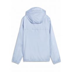 Damska wiatrówka o standardowym kroju Essentials PUMA Haute Tropic Blue. Niebieskie kurtki sportowe Puma, bez wzorów, z gumy, bez kaptura, do biegania. Za 249.00 zł.