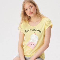 Dwuczęściowa piżama z nadrukiem - Żółty. Piżamy Sinsay. Za 39.99 zł.