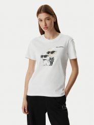 KARL LAGERFELD T-Shirt A3W17077 Biały Regular Fit. Białe t-shirty KARL LAGERFELD, l, bez wzorów, z bawełny, bez kołnierzyka, bez ramiączek. Za 429.99 zł.