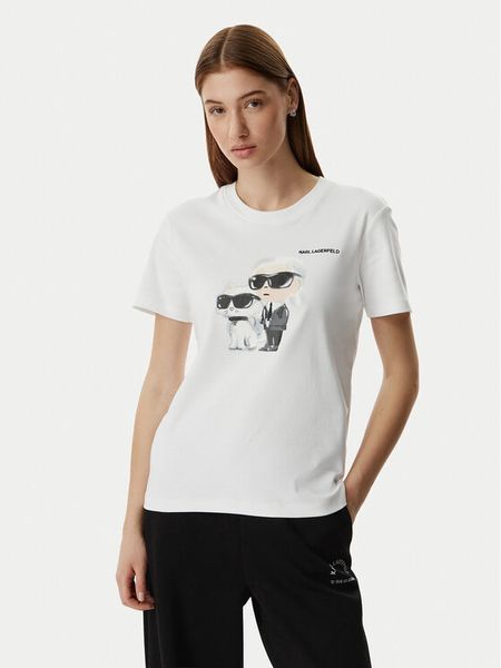 KARL LAGERFELD T-Shirt A3W17077 Biały Regular Fit. Białe t-shirty KARL LAGERFELD, l, bez wzorów, z bawełny, bez kołnierzyka, bez ramiączek. Za 346.99 zł.