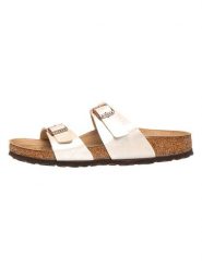 Birkenstock Klapki "Sydney" w kolorze kremowym rozmiar: 37. Brązowe klapki Birkenstock, bez wzorów, z otwartym noskiem, bez obcasa. Za 191.88 zł.
